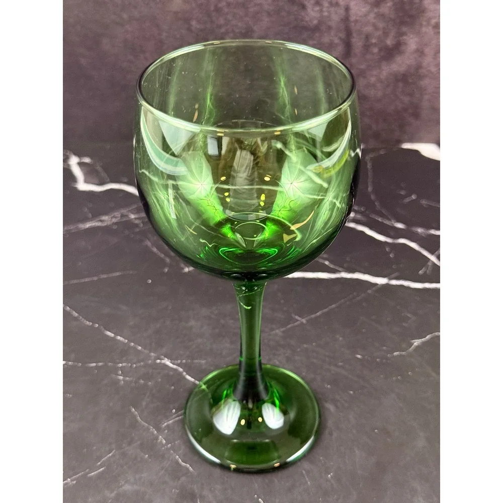 Vintage Libbey Emerald Green Balloon Stem Wine Glass 7X3